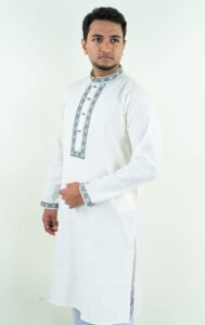 White Color Indian Exclusive Embroidery Panjabi