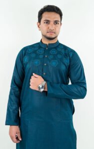 Dark Blue Indian Embroidery Premium Panjabi - Image 2