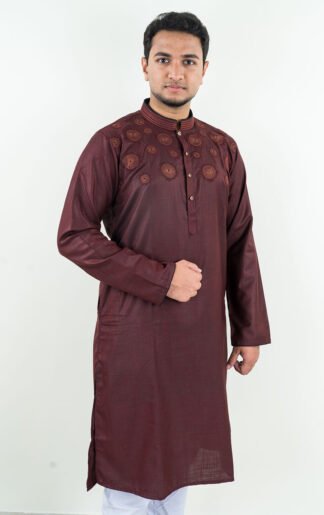 Indian Embroidery Premium Panjabi -Meroon