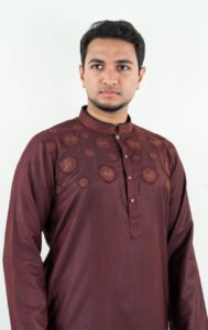 Indian Embroidery Premium Panjabi -Meroon - Image 2