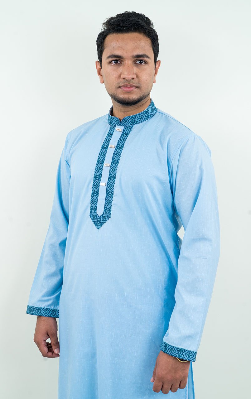 Pakistani  Exclusive Embroidery Cotton Panjabi - Indigo