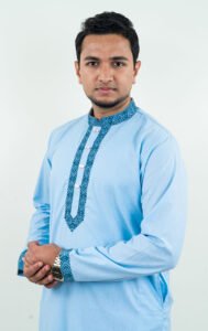 Pakistani  Exclusive Embroidery Cotton Panjabi - Indigo - Image 2