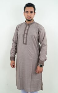 Biscuit Colour Pakistani Exclusive Embroidery Panjabi - Image 2