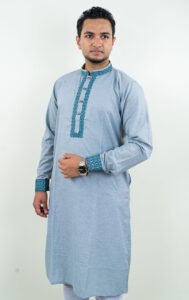 Pakistani Exclusive Panjabi -Navy Ash Embroidery - Image 2