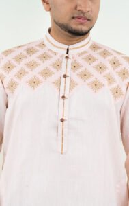 Light Pink Indian Exclusive Embroidery Panjabi - Image 3