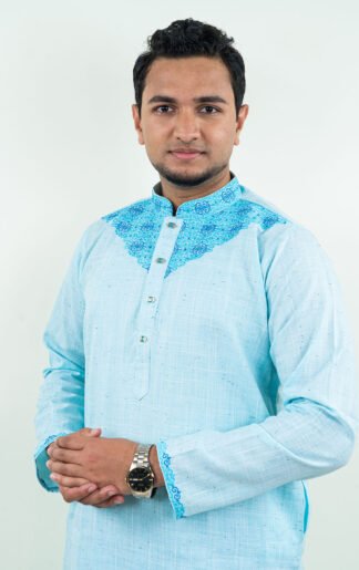 Sky Colour Indian Embroidery Panjabi