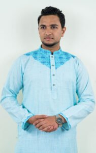 Sky Colour Indian Embroidery Panjabi - Image 3