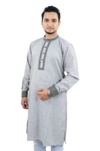 Navy Ash Colour Pakistani Exclusive Embroidery Panjabi - Image 3