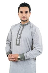 Navy Ash Colour Pakistani Exclusive Embroidery Panjabi