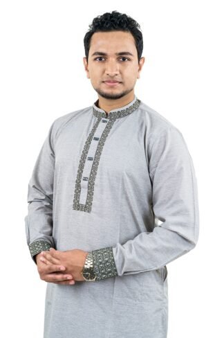 Navy Ash Colour Pakistani Exclusive Embroidery Panjabi