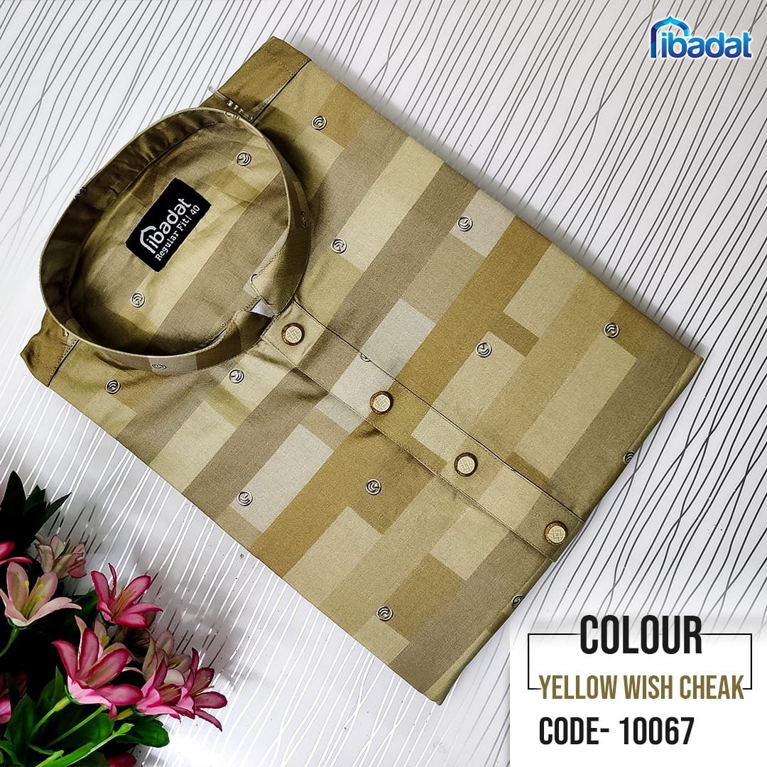 Yello wish cheak & Print Panjabi
