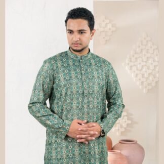 Artistic Olive Color Print Panjabi