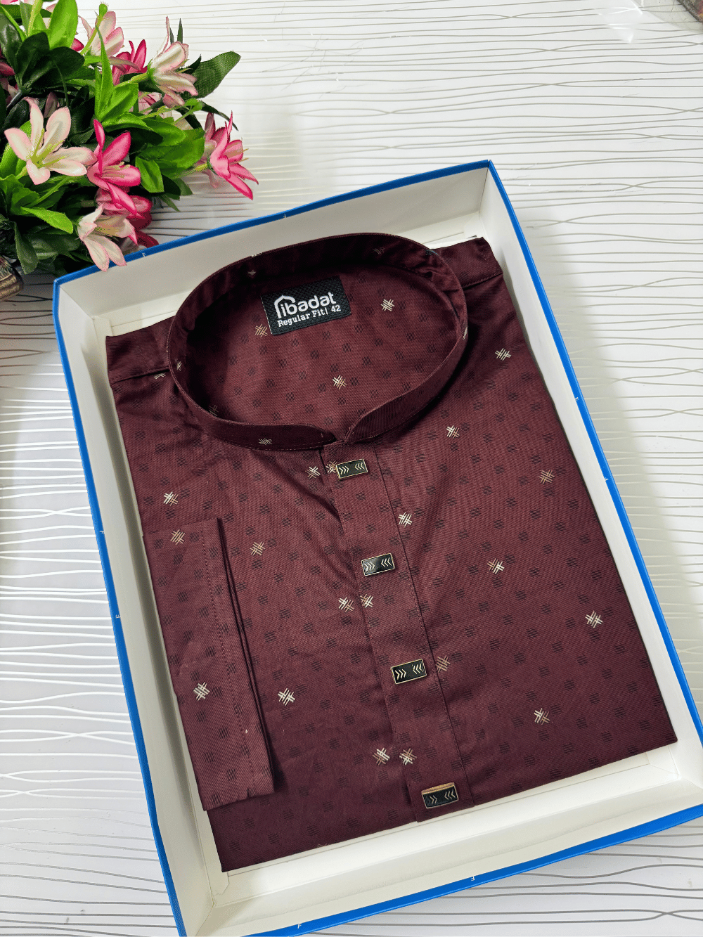 Meroon Color Exclusive Embroidery Panjabi