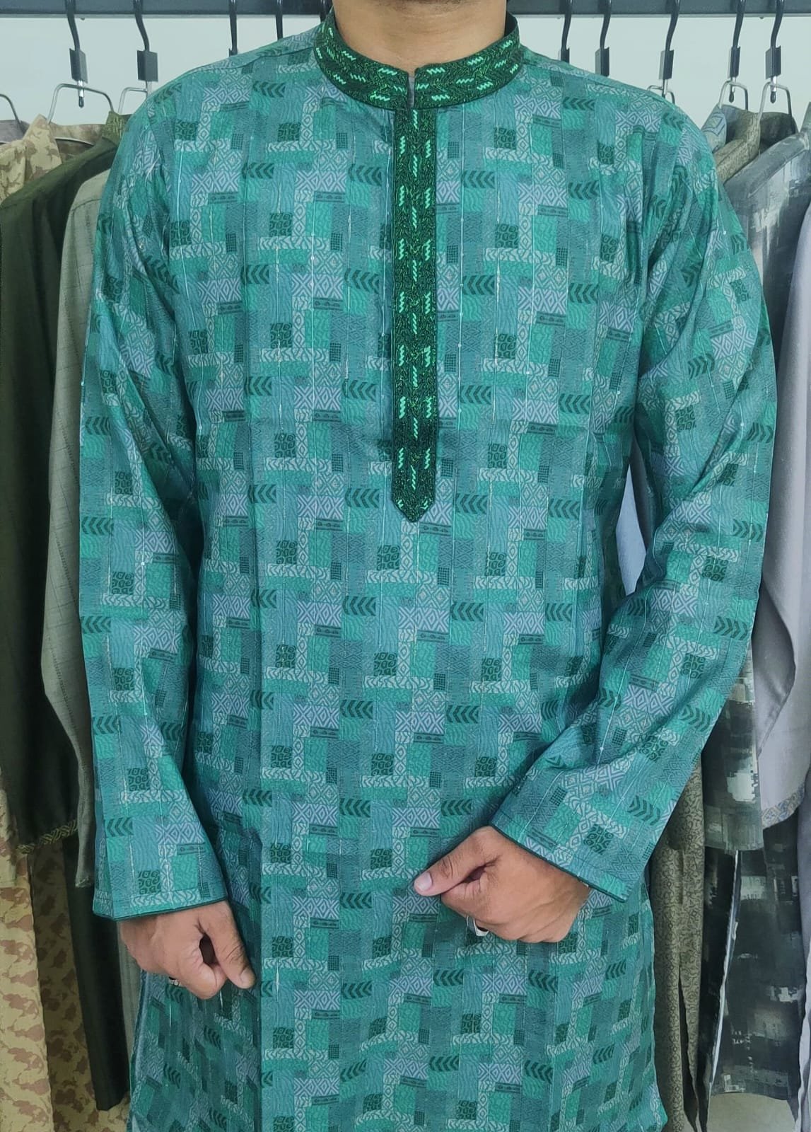 Light green Color print Punjabi..