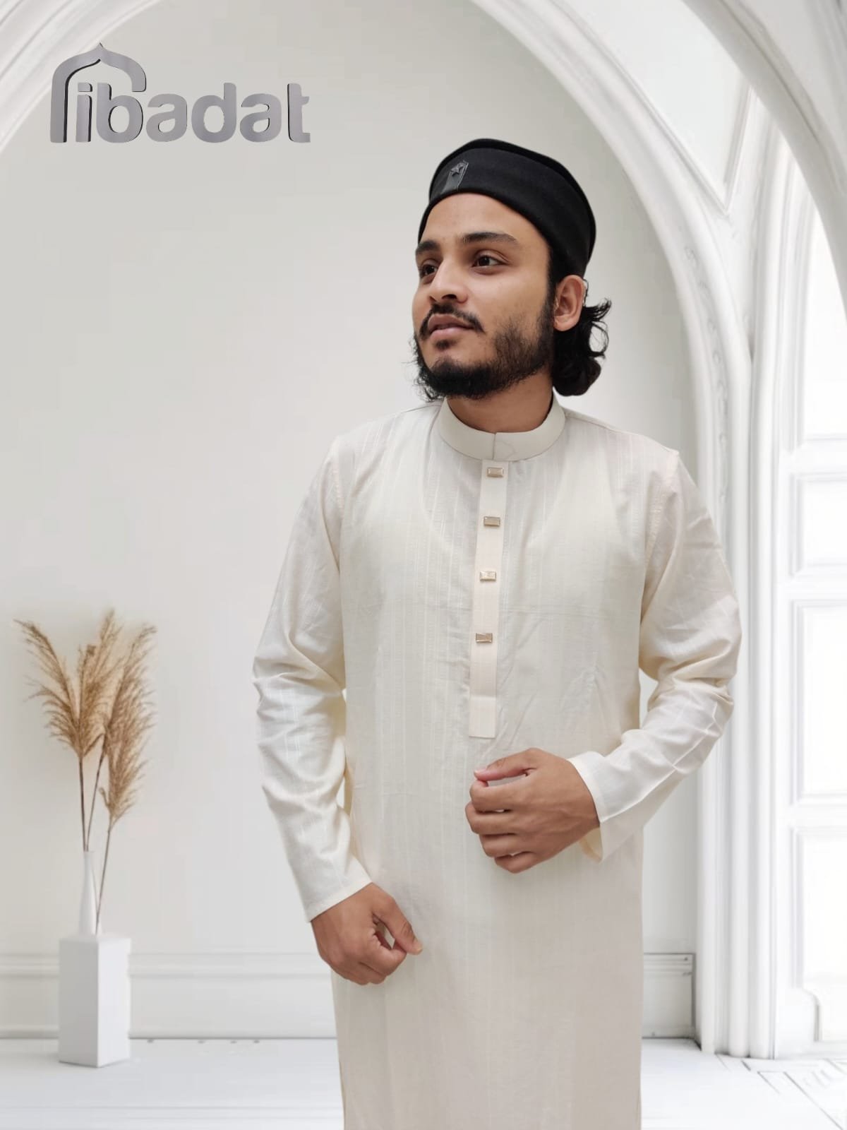 Ibadat Exclusive Cotton Panjabi-Cream colour