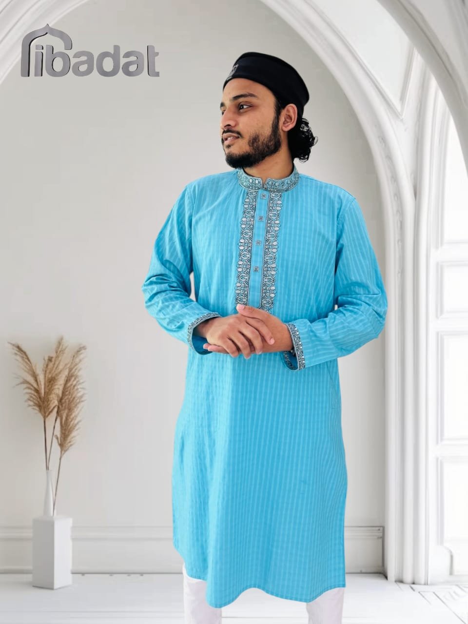 Ibadat Exclusive Cotton Panjabi - Blue