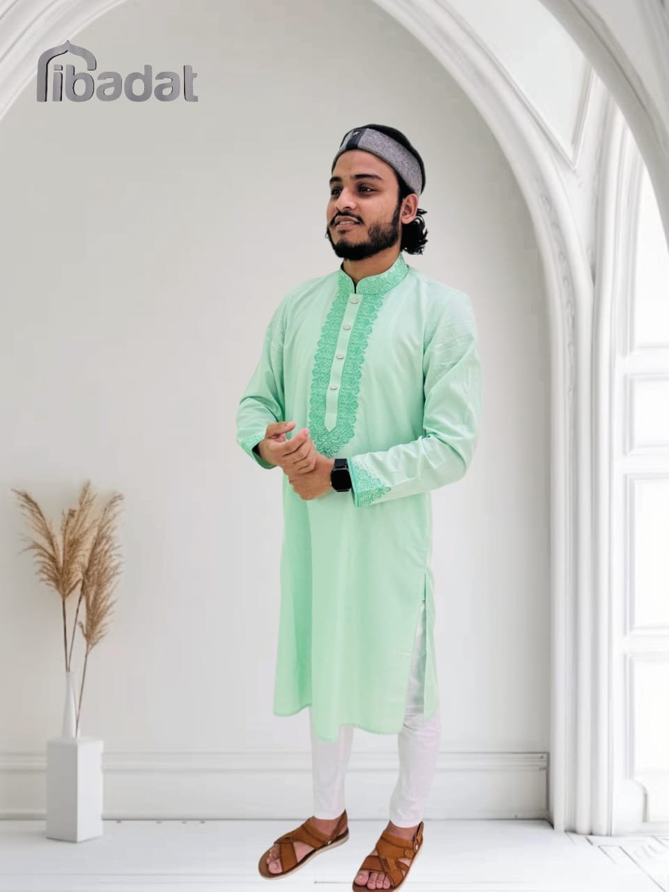 Ibadat Exclusive cotton Panjabi - Green