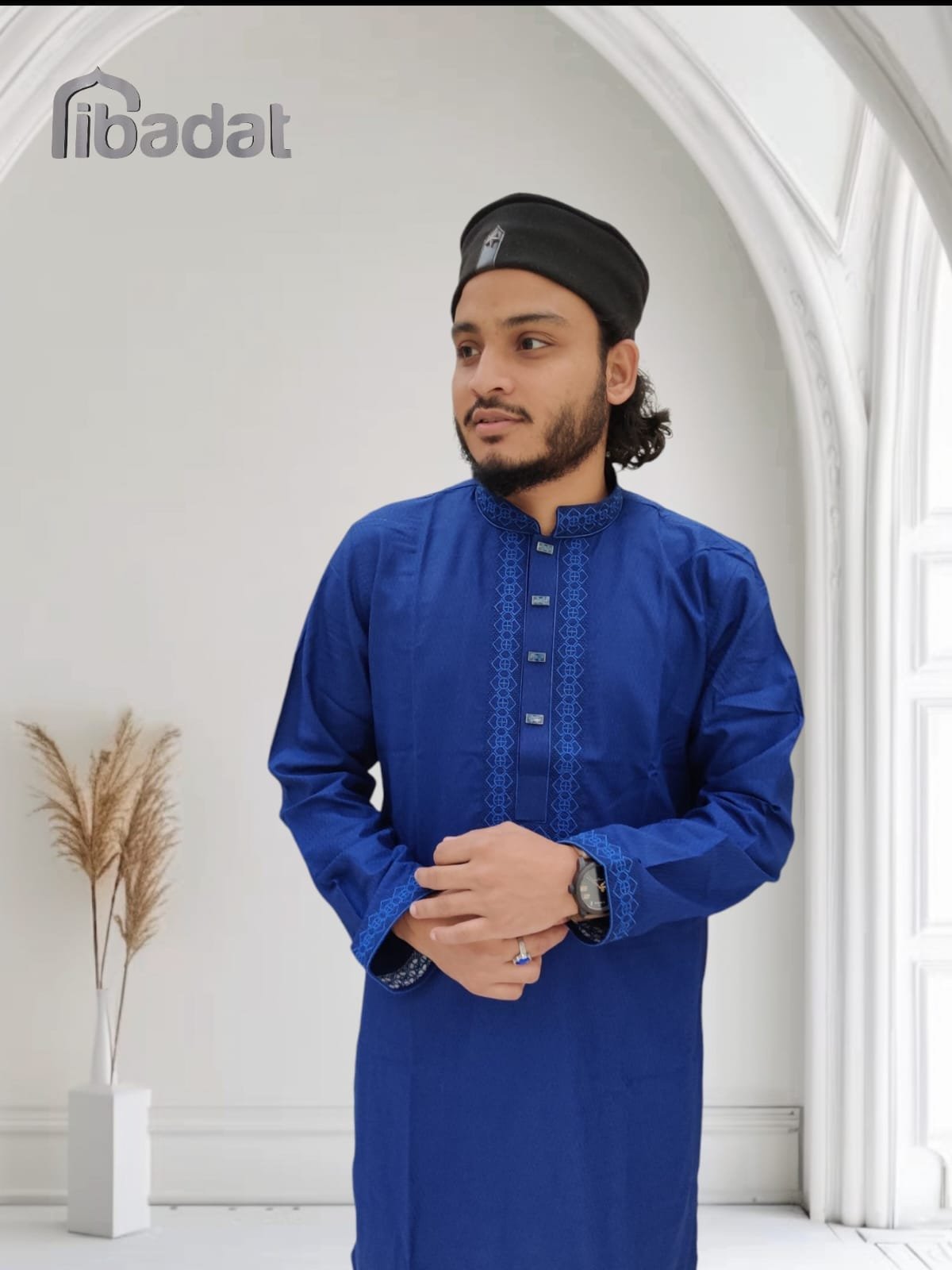 Ibadat Exclusive Cotton febric (Navy Blue)