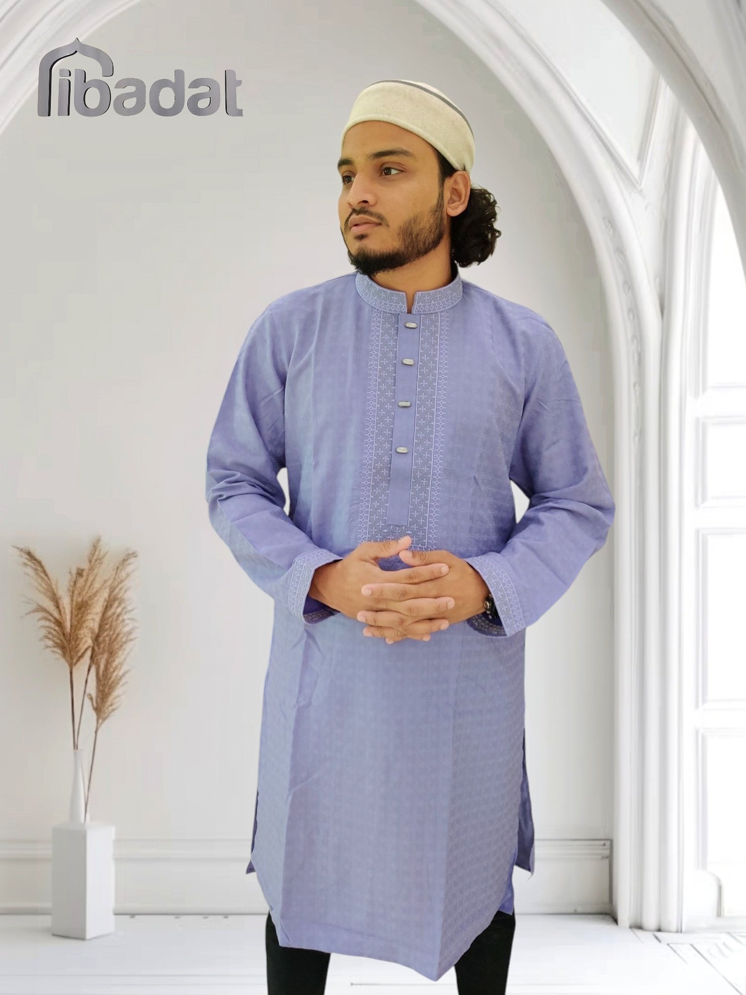 Ibadat Exclusive Cotton Panjabi  (Light Purple)