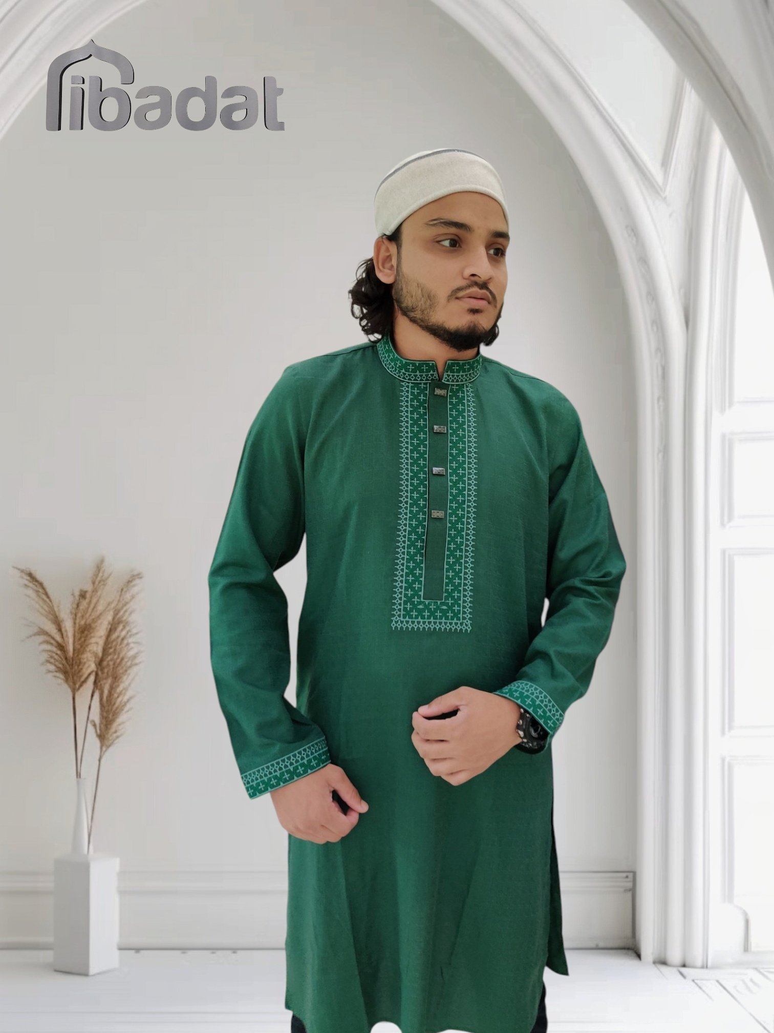 Ibadat Exclusive Cotton Febric ( Deep Green )