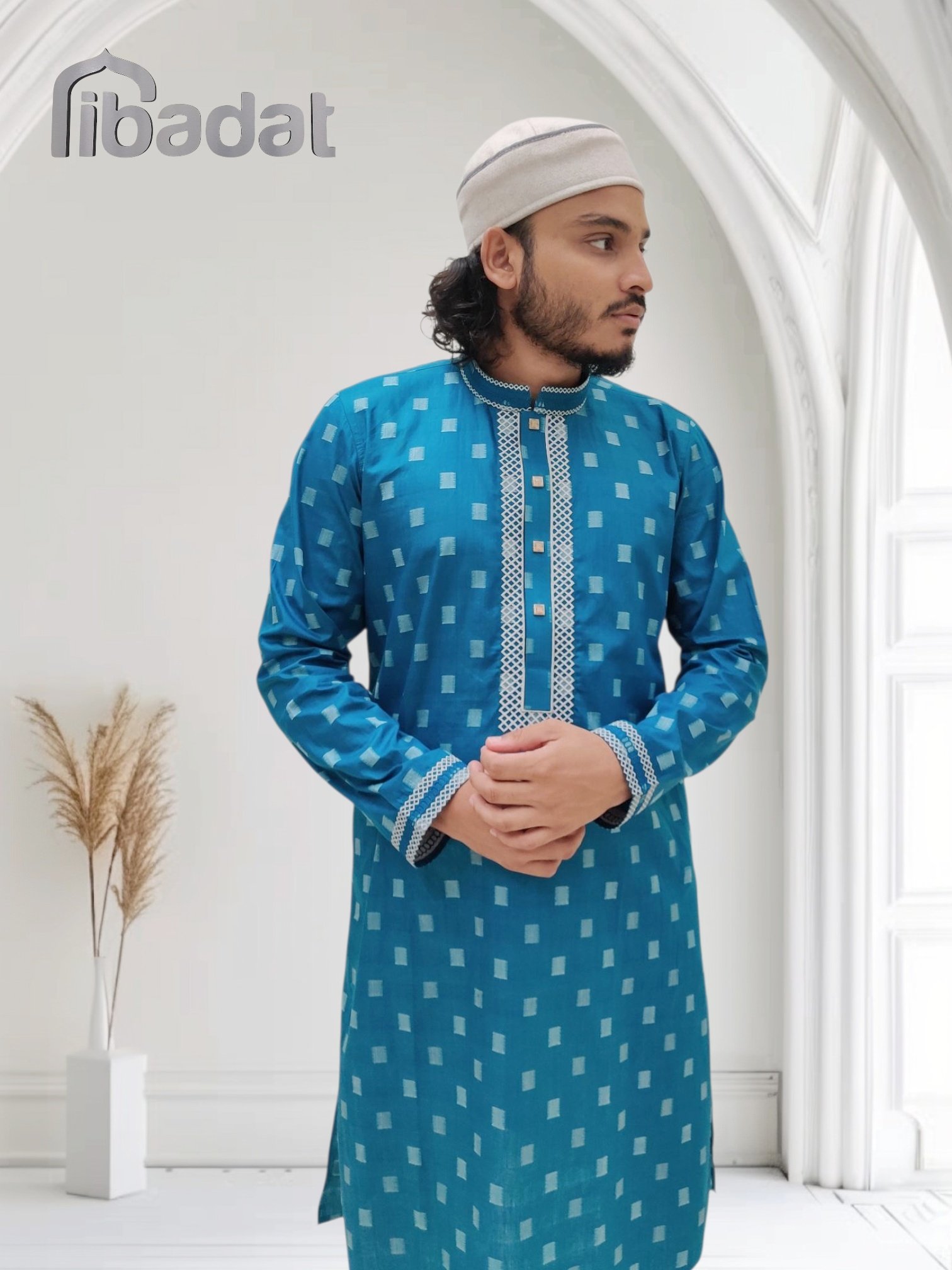 Ibadat Exclusive Cotton Febric  (Blue Colour)
