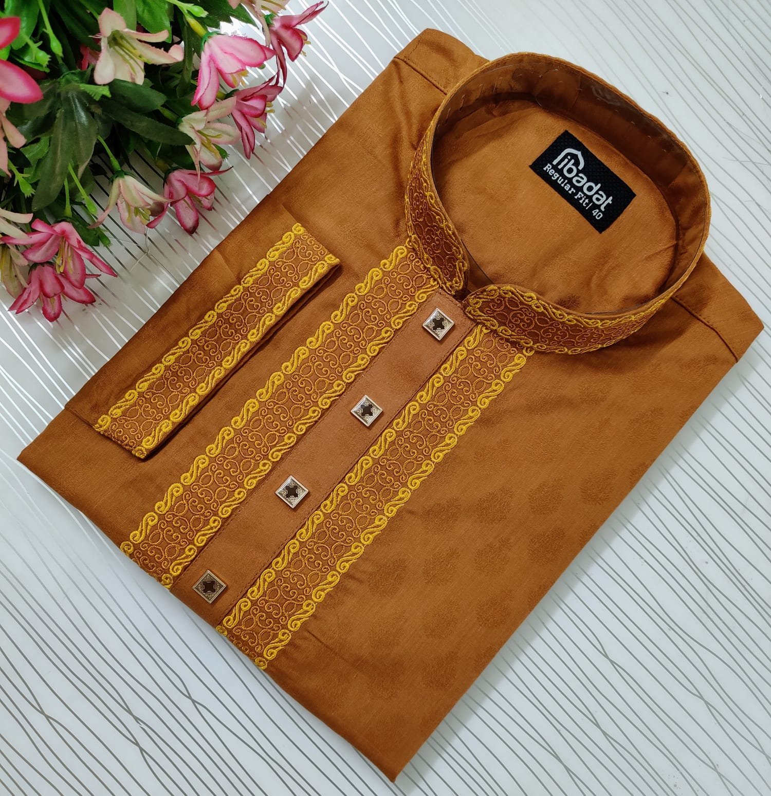 Ibadat Exclusive Cotton Febric  (Brown colour)