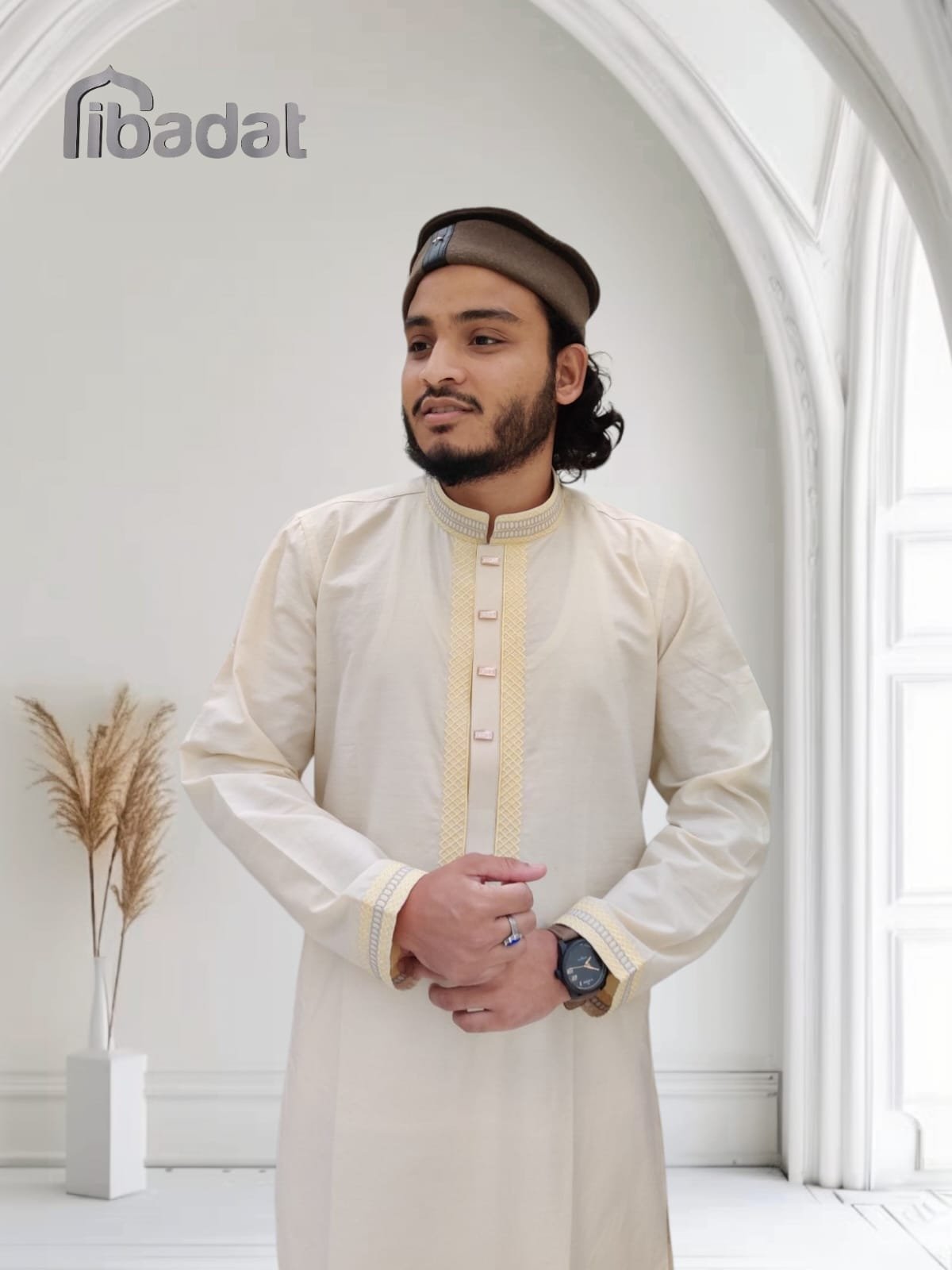 Ibadat Exclusive Primium Cotton Febric (Cream colour)